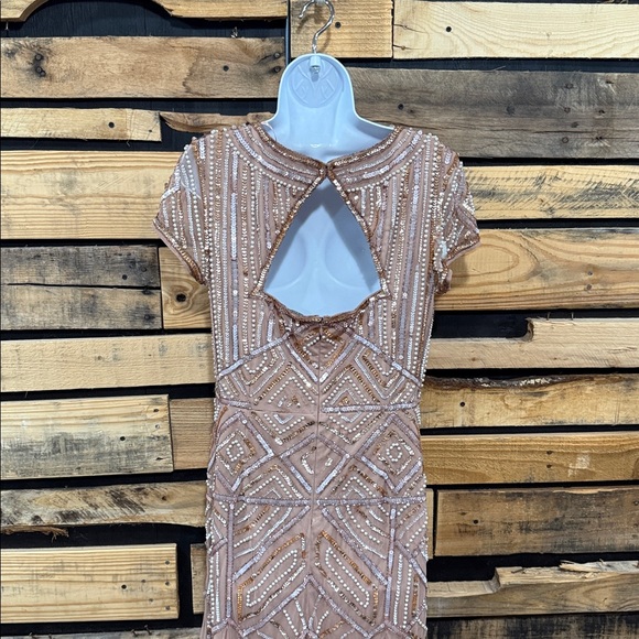 Adrianna Papell Beaded Gown in Nude and Silver - Picture 8 of 12